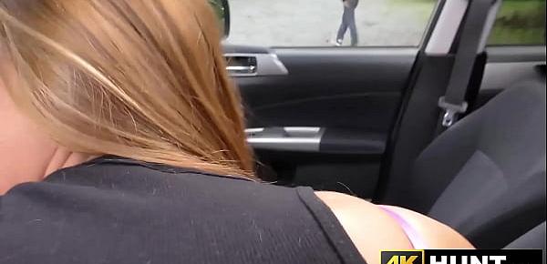  Slutty teen blows while driving before riding outdoors